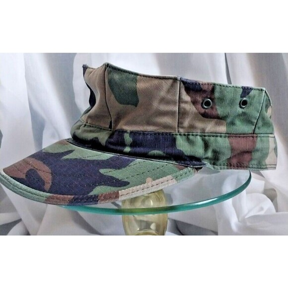 US Military Woodland Camo Camouflage 7 1/4 Hat Small - Picture 1 of 5